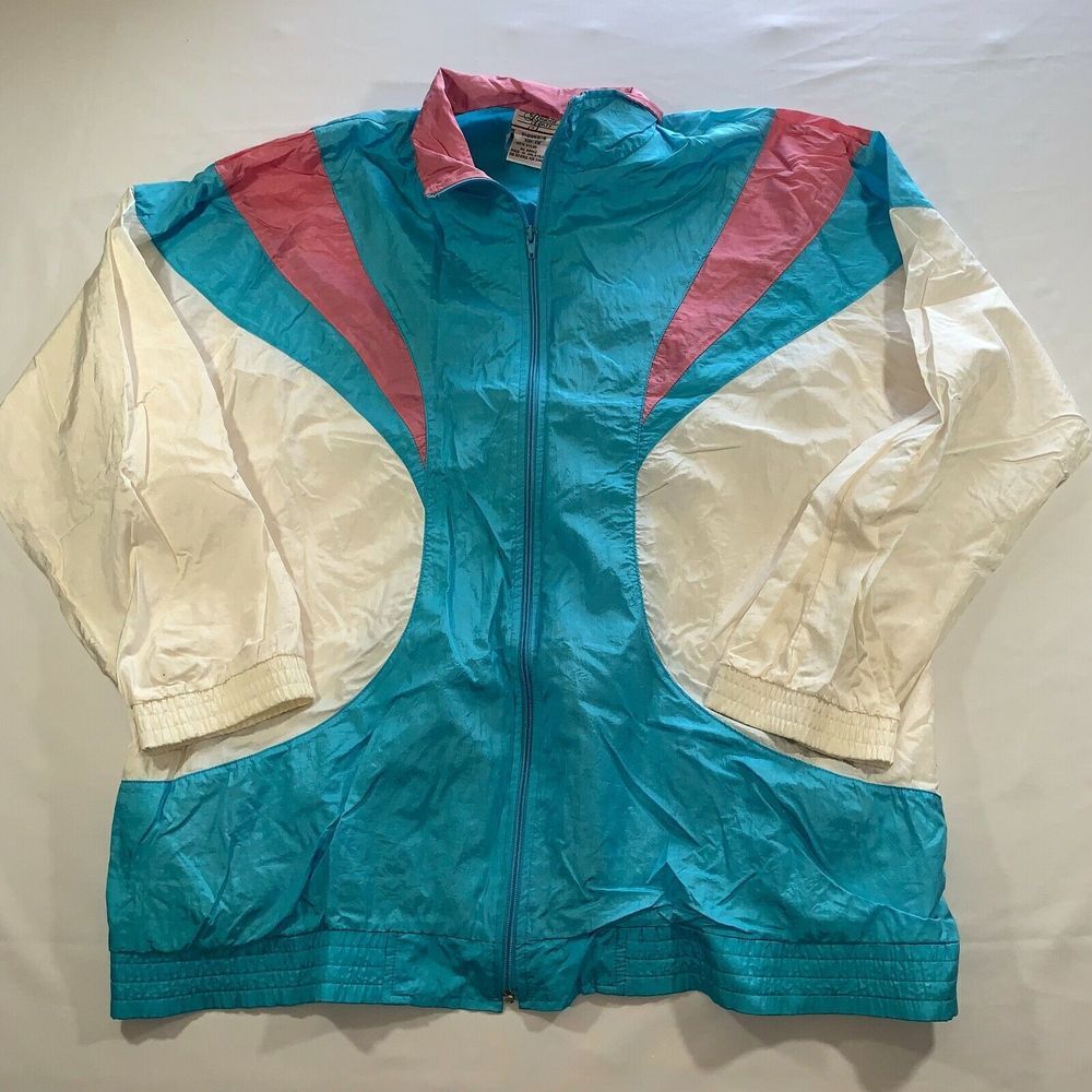Vintage Bridge Gate Track Jacket Blue Pink White Size‎ Women's 1X Windbreaker